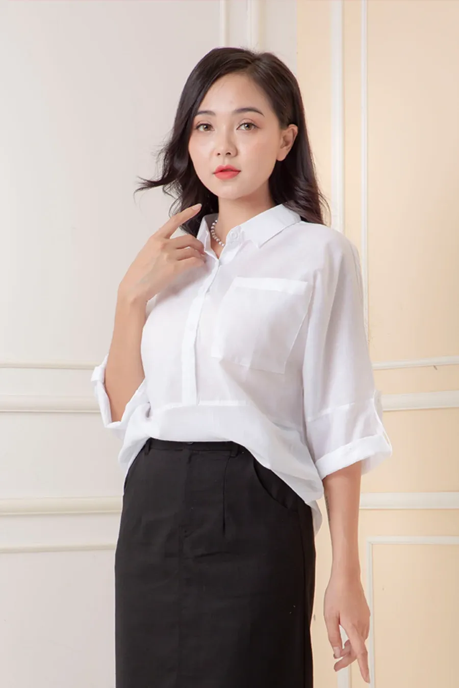 Áo sơ mi trung niên cotton xước AN2P0421